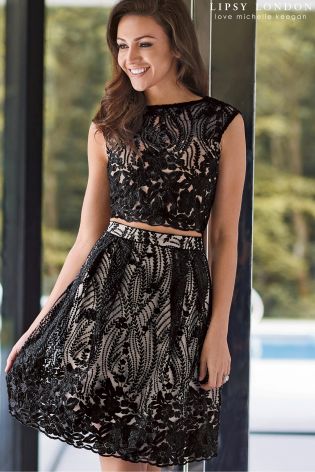 Lipsy Love Michelle Keegan Co-ord Embroidered Lace Crop Top